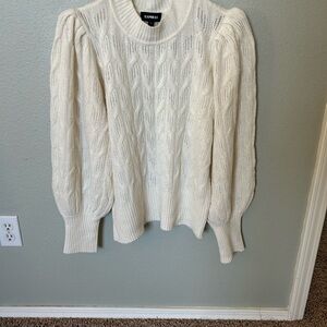 Express Women's Cream Textured Knit Sweater